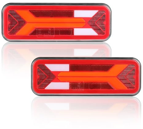 AOHEWEI 2 luces traseras para remolque de 12 V/24 V, superbrillantes, impermeables, intermitentes, frenos, luces antiniebla traseras, para remolque, camión, camión, caravana, furgoneta, tractor