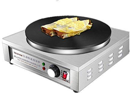 Máquina para hacer crepes eléctrica comercial de 16.5 , máquina grande para panqueques de acero inoxidable, para Blintzes, huevos, panqueques, tortillas, para snack bar casero