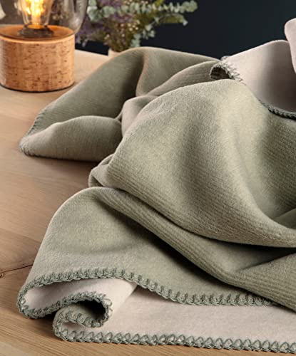 biederlack Wohndecke Duo Cotton Melange Baumwollmischung jadegrün-Natur Größe 150x200 cm