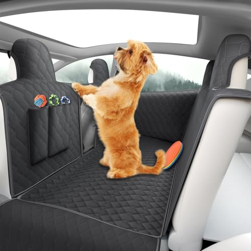 TTCR-II Kompatibel mit Autoschondecke Hund Rücksitz Tesla Model 3 Y S | Wasserdicht&Kratzfest Hundedecke Auto Rückbank für Seitenschutz&Sichtfenster Model 3 Y S 2018-2023 Autoschondecke Hundedecke