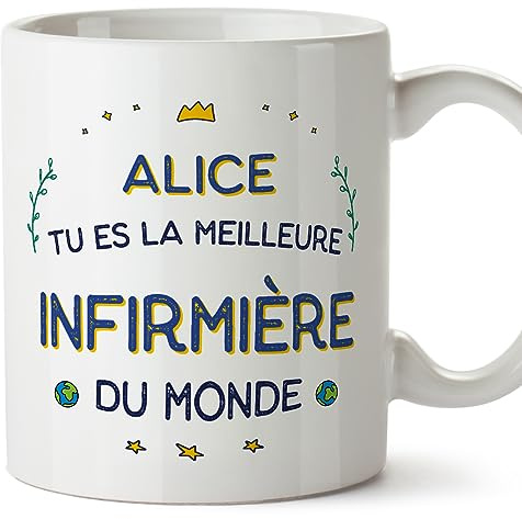 Mugffins Tasses Personnalisables pour INFIRMIÈRE femme - En Français - Cadeau Personalisé- Meilleur du Monde - 11 oz / 330 ml