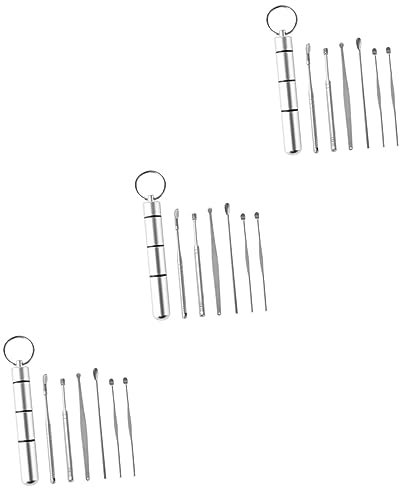 NIYANGLE Auriculares 18 Piezas Herramienta De Limpieza De Oídos Cureta Removedora De Cera Recolectores De Cera Del Oído Cuchara Limpiadora De Oidos Tonos Terrestres Palo De Oreja
