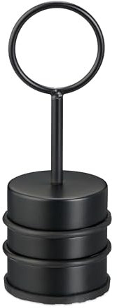 Relaxdays Manico Fermaporta da Pavimento con Maniglia, Blocca Porte in Acciaio e Gomma, Peso per Interni, HxD: 20 x 7 cm, Nero