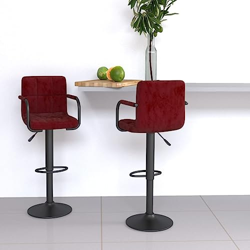 WEMYUFURN Barhocker 2 STK. Weinrot Samt, Tresenhocke, Stehhocker, Barstuhl für Zuhause oder Gewerbe