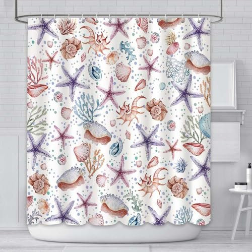 AIBIIN - Cortina de ducha (180 x 180 cm, poliéster, 12 ganchos)