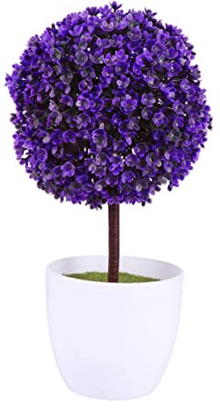 Alipis Ball Aus Künstlichen Pflanzen Blumentöpfe Drinnen Zimmerpflanzentöpfe Wohnkultur Künstliche Bonsai Lila Runder Topiary-Ball Im Innenbereich Kleiner Baum Kirsch-schneeball Violett