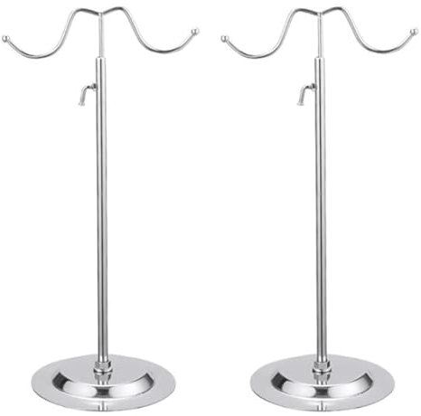 Präsentationsständer Silberner Taschenständer mit Doppelhaken, Taschenhalter-Ständer, 2er-Set, Geldbörsen-Präsentationsständer für Perücken, Geldbörsen, Handtaschen