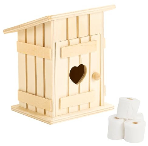 Miniatur Wichtel Zubehör Wichtel Zubehör Weihnachten Miniatur Toilettenhäuschen und 4 Rollen Miniatur Toilettenpapier Wichtel Deko Wichtel Baustelle Holzhaus Wichtel Toilettenhäuschen Wichtelhaus