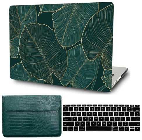 FFBOFFC Hülle Kompatibel mit MacBook Pro 13 Zoll 2012 2011 2010 2009 2008 Alte Version Modell A1278 mit CD-ROM, Plastik Hartschale Schutzhülle Case & Tasche & Tastaturabdeckung, Grünes Blatt