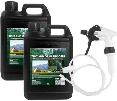 One Chem Tent and Gear Waterproofer 2 x 2.5 Litre Spray with Long Hose Trigger, Waterproofer for Clothing, Tents and Gear