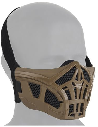 Fotrsta Masque Airsoft Tactique Militaire, Demi-Masque en Silicone Tactique Multifonctionnel Masque pour Casque Réglable CS Cosplay Halloween pour Adultes