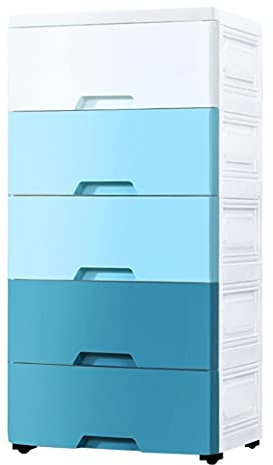 Kunststoffschrank Aufbewahrungsschrank mit großer Kapazität und 3 Ebenen, 42 cm dicke Schubladenkommode (Blau)