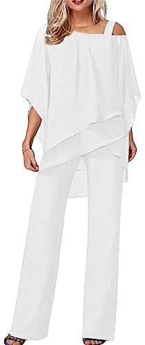 Tute Eleganti Donna Cerimonia 2 Pezzi Completo di Pantaloni Lungo Moda Vestito Taglie Forti Tute Senza Manica Sexy Tailleur e Lavoro Baggy Playsuit Curvy da Sera Interi