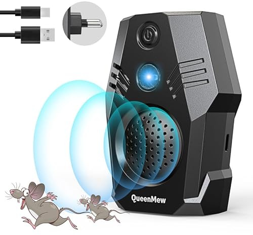 Ahuyentador de Ratas Ultrasónico, Auyentadores de Ratones Potente con Ultrasonido Conversión Frecuencia, 4 Modos Repelente Ultrasónico Ratas Interior Exterior para Roedores, Ratones, Topos