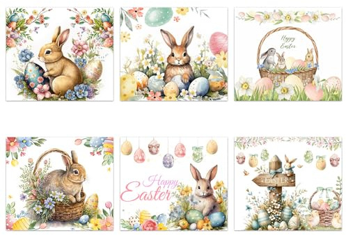 GreatRise 6pcs Oster-Weinflaschen-Etiketten Bunt Weinflaschen Selbstklebend, 5.84cm × 5.08cm, Frohe Ostern Sticker Osteretiketten zum Beschriften Osteraufkleber für Flaschen Party DIY Deko Stil 2