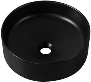 DILECI - Vasque à Poser Ronde en Céramique Noire Mate - Lavabo Design Épuré et Élégant pour Salle de Bain - Style Contemporain et Durable - Finition Luxe et Intemporelle