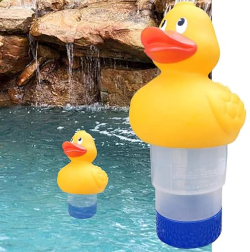 Schwimmender Chlorspender für Schwimmbad, Spa, Whirlpools, Chemikalienspender, verstellbar, schwimmende Tablette, Chlor, hält 7,6 cm Chemikalientabletten (Ente)