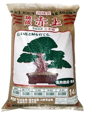 Akadama Ibaraki Triple ligne rouge Substrat pour bonsaï Grain épais 5-8 mm 14 l