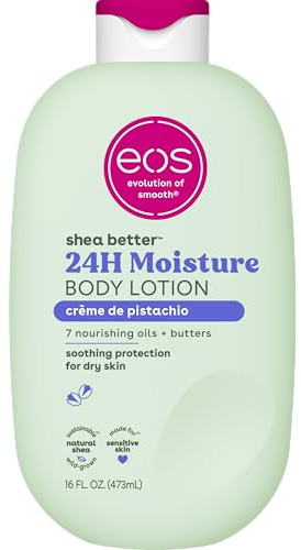 eos Shea Better Body Lotion- Crème de Pistachio, 24-Hour Moisture Skin Care, Lightweight & Non-Greasy, Made with Natural Shea, Vegan, 16 fl oz