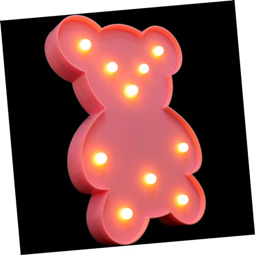 Holibanna Porta la luce decorativa Orso Night Light lampada a forma di orso comodino Luce notturna dei cartoni animati lampada scrivania Luce a LED lampada da tavolo per animali pvc rosa
