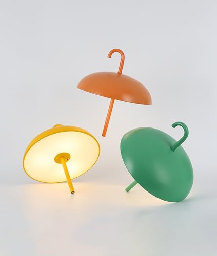 SONNENKERZE Regenschirm Tischlampe GRÜN mit Akku & USB-C | 3-in-1 LED Lampe zum Hängen, Stellen oder Liegen | Deko Lampe in Grün, Gelb oder Orange mit Metallständer | Stimmungslicht für Innen & Außen
