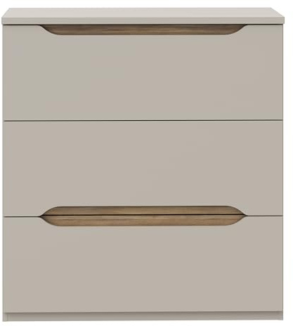 Forte EDWAL Sideboard 85, modernes Sideboard mit abgerundeten Griffmulden, 3 Schubladen, Holzwerkstoff, Kaschmir | Beige Holzdekor, 85,1 cm breit x 92,3 cm hoch x 41,5 cm tief