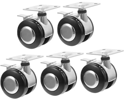 Alipis 5 pièces Lot de Roulettes Pivotantes pour Chaise de Bureau avec Frein Roues Multidirectionnelles de Robustes et Silencieuses Adaptées Meubles et Sièges de Bureau