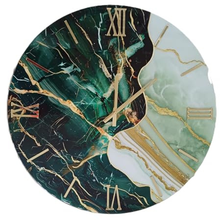 Generico Artidea Orologio da Parete, Soggiorno, Cucina, Moderno,Effetto marmo, Legno canettato, Lavorazione a resina, Numeri a rilievo Made in Italy modello Zoe (40)
