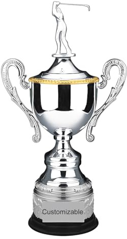 Huadafun Trofeo da Golf – Backswing Smack Lob Coppa del Campionato, Trofeo in Metallo Personalizzato per Golfisti, Esposizione Clubhouse, Decorazione del Campo, Regalo per Fan e Amici
