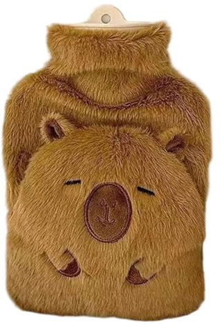 Capybara Plush Hot Water Bottle with Cover - 1000ml Warm, for Adults/Women/Girl & Cute Gifts, Fluffy Design