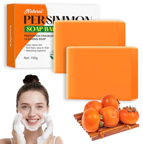 ROKZELT 2 Piezas Jabón de caqui, jabón natural de presión, jabón de caqui, elimina el olor corporal para hombres y mujeres, hidratante, para la Limpieza y el Cuidado de la Piel del Rostro y el Cuerpo