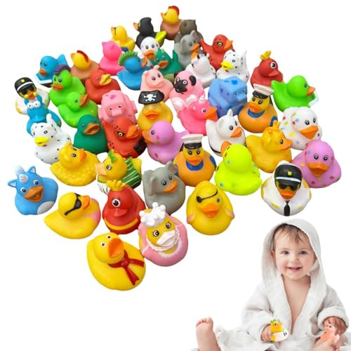 Rubber 25 pz Colore Misto - Mini Pack di giocattoli d' da bagno per forniture per feste | Anatroccoli galleggianti in PVC morbido, per festa prenatale, bagno di compleanno, Jo