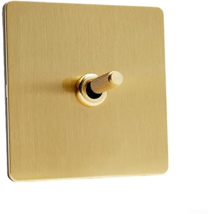 Interruptores moleteados rectos de acero inoxidable dorado con interruptor de luz de palanca de latón para decoración de hotel en casa (A)