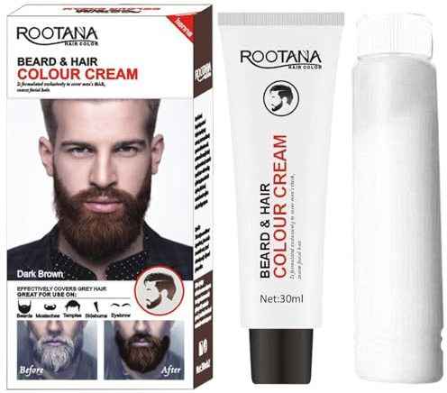 Teinture pour barbe - 30 ml - Application rapide pour homme - Brun noir doux - Nourrit la texture de la barbe - Protège la peau - Teinture en douceur et donne un aspect attrayant en quelques minutes