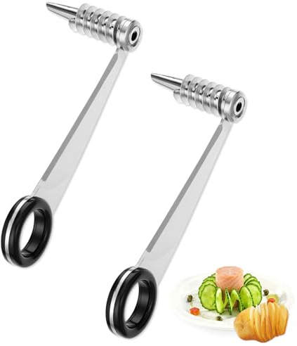 2 Stück Spiralschneider GemüSe Spiralschneider Kartoffel Stäbchen Edelstahl Spiralschneiders Handgeführtes Kartoffelspiralenschneider Geeignet Einfacher Gemüseschneider für Obst Karotten Gurken