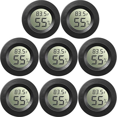 Weewooday Mini Hygrometer Thermometer Digital LCD Monitor Indoor/Outdoor Room Humidity Meter Temperature Gauge for Greenhouse Garden Reptile Incubator Cellar ℉/℃(Black,8 Pcs)