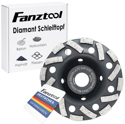 FANZTOOL Disco De Copa de Diamante Premium Abrasivo 125 mm x 22,2 mm para Materiales de Construcción Abrasivos, Solado, Enlucido, Asfalto