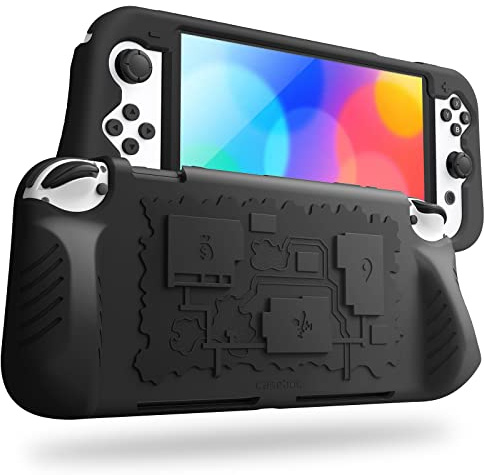 FINTIE Étui Compatible avec Nintendo Switch Modèle OLED 7.0 2021 | Antichoc, Coque Housse avec 3 Rangement de Cartes de Protection en Silicone avec Grip Ergonomiques,