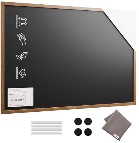 ALLboards Magnetische Kreidetafel, wasserfest, 180x120 cm, Holzrahmen – Dunkelbraun + Zubehör