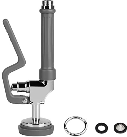 KWODE Pre-Rinse Spray Valve Replacement Head for Commercial Kitchen Faucet 1.42GPM Commercial Sink Sprayer High Pressure Dishwasher Sprayer Nozzle with Hand Grip Assembly (Grey)