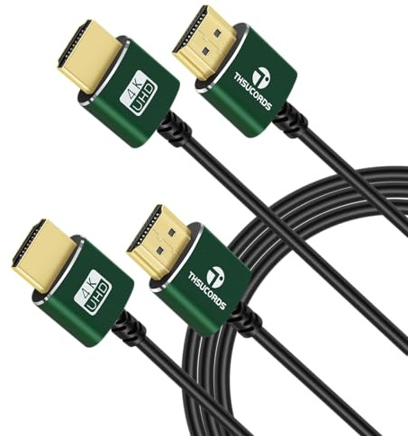 Thsucords Thin HDMI Cable 2M 2 Pack, Ultra Slim & Flexible HDMI Cord Supports High Speed 4K@60Hz 18gbps 2160p 1080p