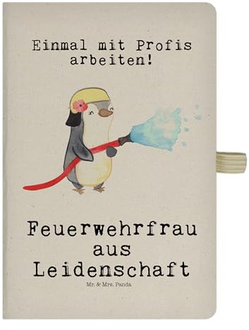 Mr. & Mrs. Panda DIN A5 Baumwoll Notizbuch Feuerwehrfrau Leidenschaft - Geschenk, Schreibheft, Jubiläum, Schreibbuch, Feuerwehrhauptfrau,
