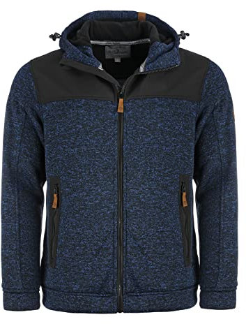 Blue Wave Herren Strickfleecejacke Fabio - Fleecejacke Strickjacke Jacke mit Softshell-Besatz in Marine Größe XXL