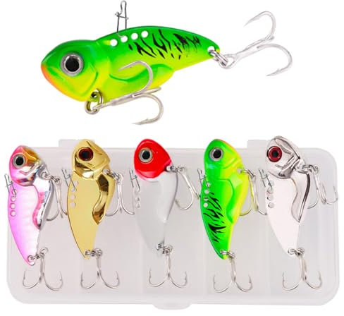 FANGBLUE Blade Baits VIB Angelköder aus Metall, 20 g, harte Spinnerköder, langes Werfen, Jigg-Löffel für Barsch, Zander, Forelle, Angelzubehör (5 Stück, 20 g)