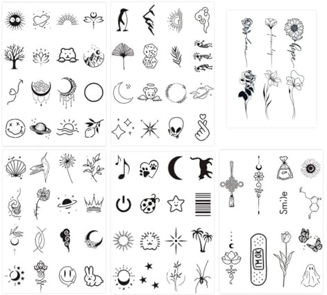 PLABBDPL Réaliste Tatouages temporaires Ensembles 6 Feuilles, Tatouage Temporaire Femme Sexy Papillon Fleurs Abdomen, Poitrine Rose tattoo, Cou Petit Visage Bohème Faux Tatouage Autocollants
