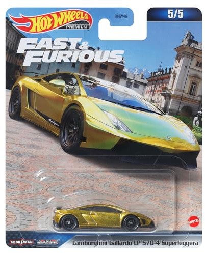 Hot Wheels Fast and Furious DieCast Modellauto Lambo Gallardo LP 570-4 Superleggera 5/5 HMG52 – Maßstab 1/64, Länge 7 cm