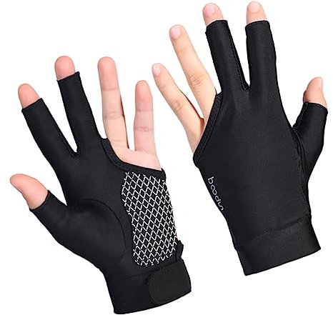 INOOMP Elastischer Finger Snooker-handschuh Atmungsaktiv rutschfest Und Tragbar Schwarz Für Flexibles Spielen Für Männer Und Frauen