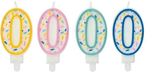 Folat 24170 Bougie Numéro - Bougie Sprinkles Chiffre 0 Assorti - 9 cm - Bougies de Gâteau pour la décoration de D'anniversaire, Anniversaire, Anniversaires de Mariage, Gâteau de Mariage