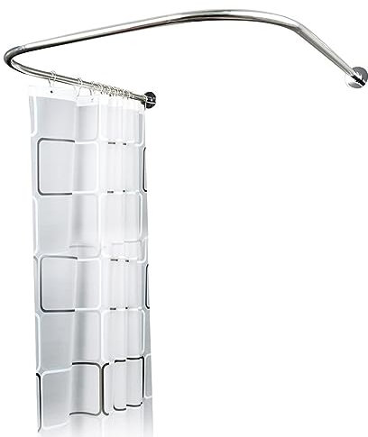 TRIEBAN Duschvorhangstange U-Form Ecke Halterung, 304 Edelstahl Duschvorhangwinkelstangen Badewanne Schiene, für Badezimmer Küche Umkleidekabine