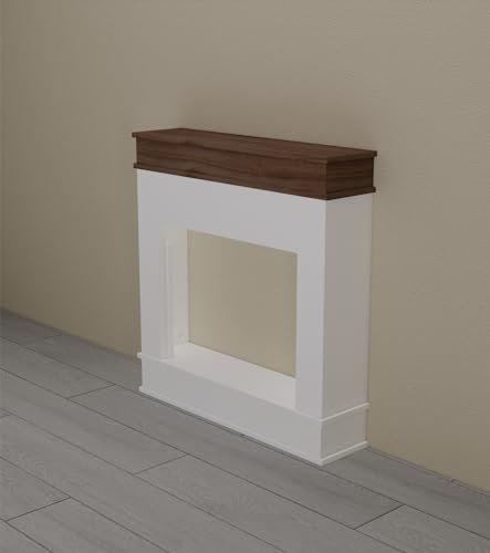 Camino Elettrico M.C.Haus con Ripiano per Camino, Caminetto da 23/58cm con Inserto, Temperatura ed Effetto Fiamma Regolabili, Caminetto con Finitura in Legno di Ingegnere, Bianco